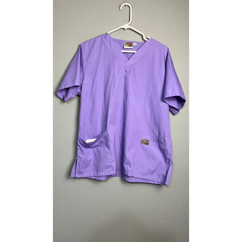 ScrubZone by Landau Orchid Purple V-Neck Scrub Top Short Sleeve Large 70221